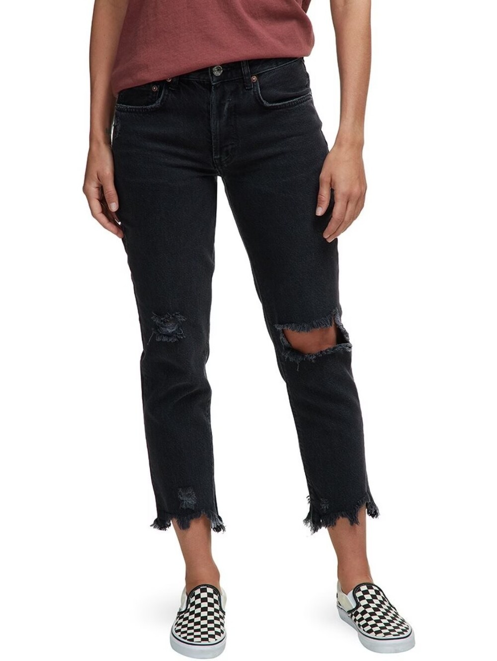 Free People Black Distressed Jeans 28"